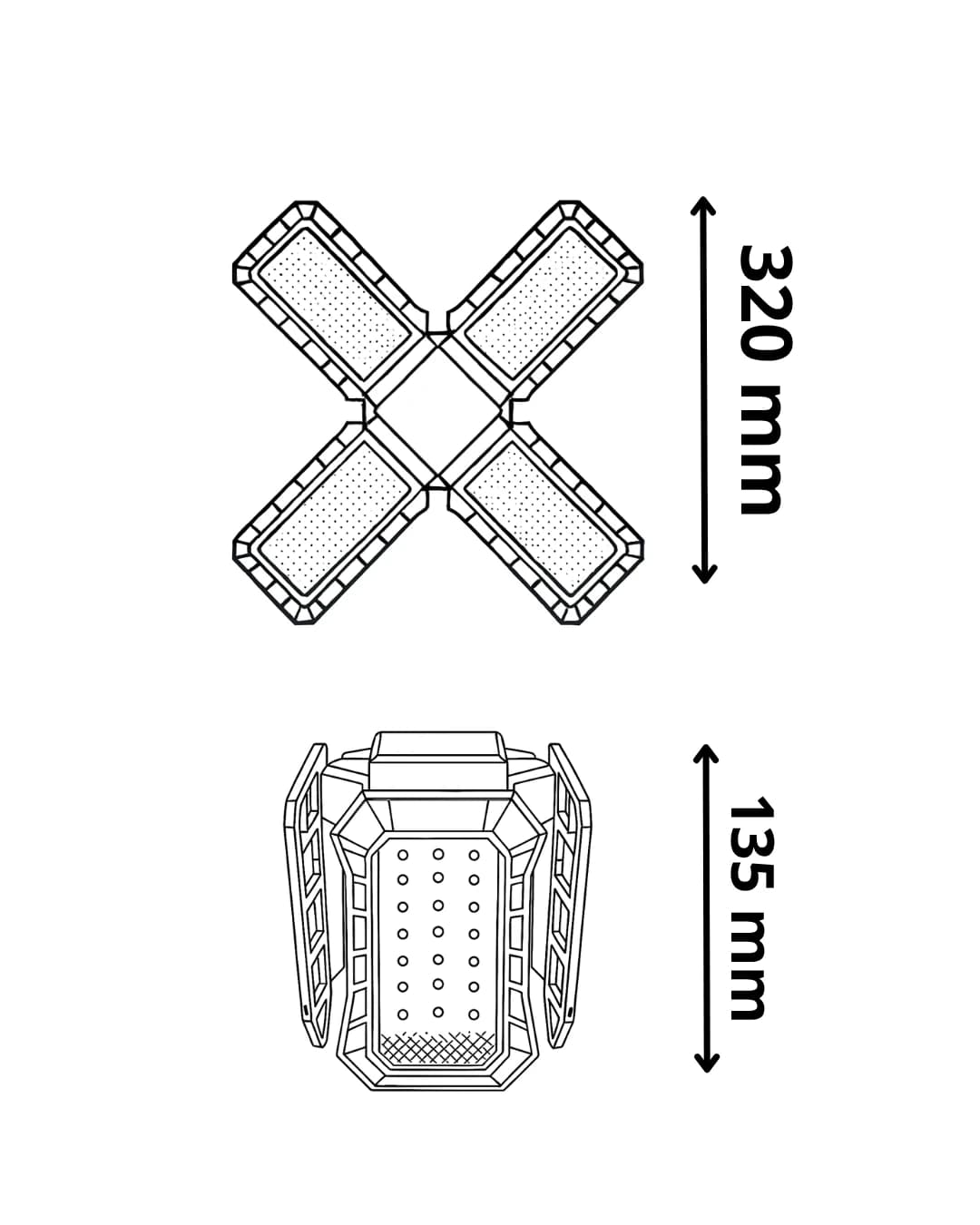 50W Dört Kanatlı Katlanabilir LED Yüksek Tavan Aydınlatma Lambası - LEDx Led Ampuller Modeli - Görsel 3