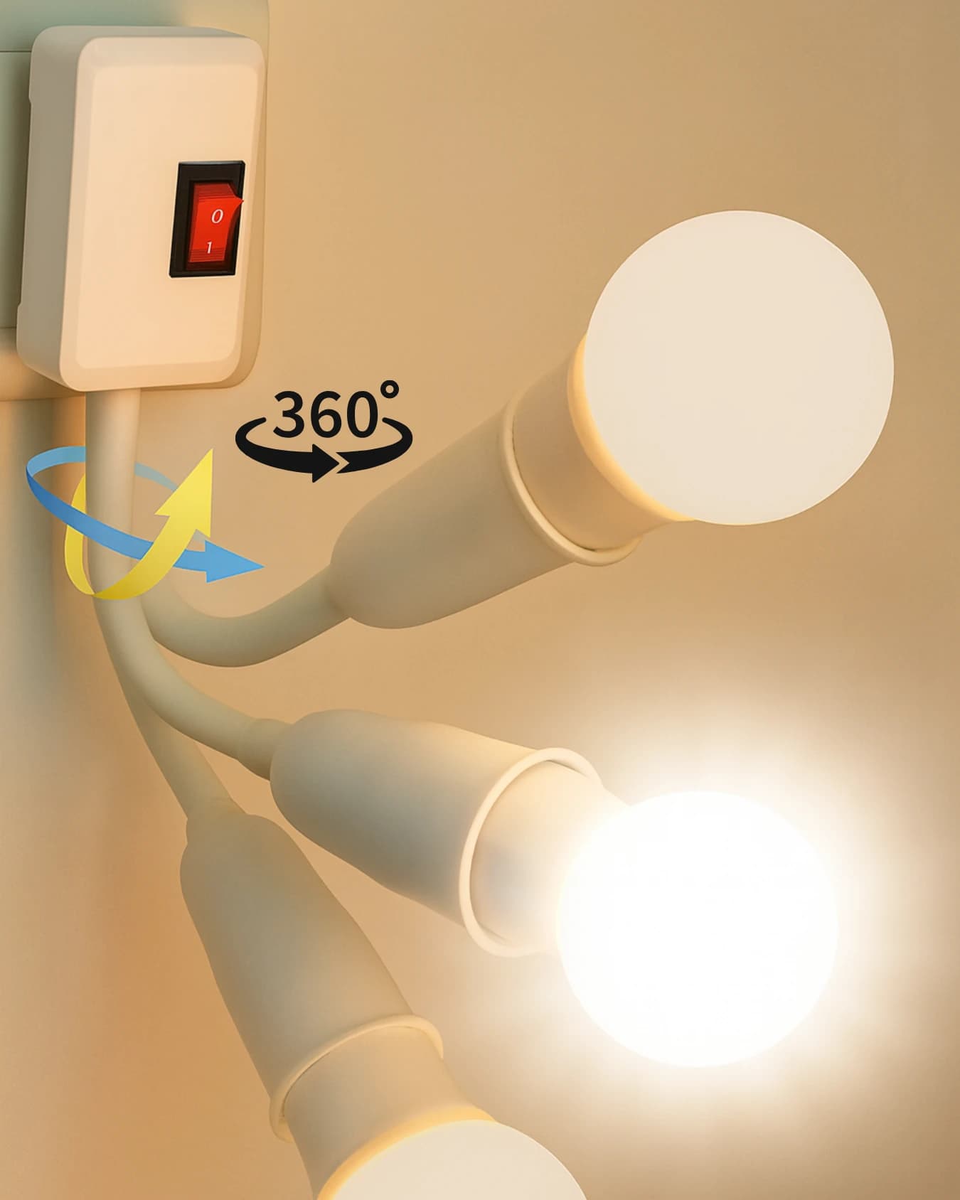 Anahtarlı Esnek Boyunlu 360° Ayarlanabilir E27 Duy Uzatma Aparatı - LEDx Duy Grubu Modeli - Görsel 2