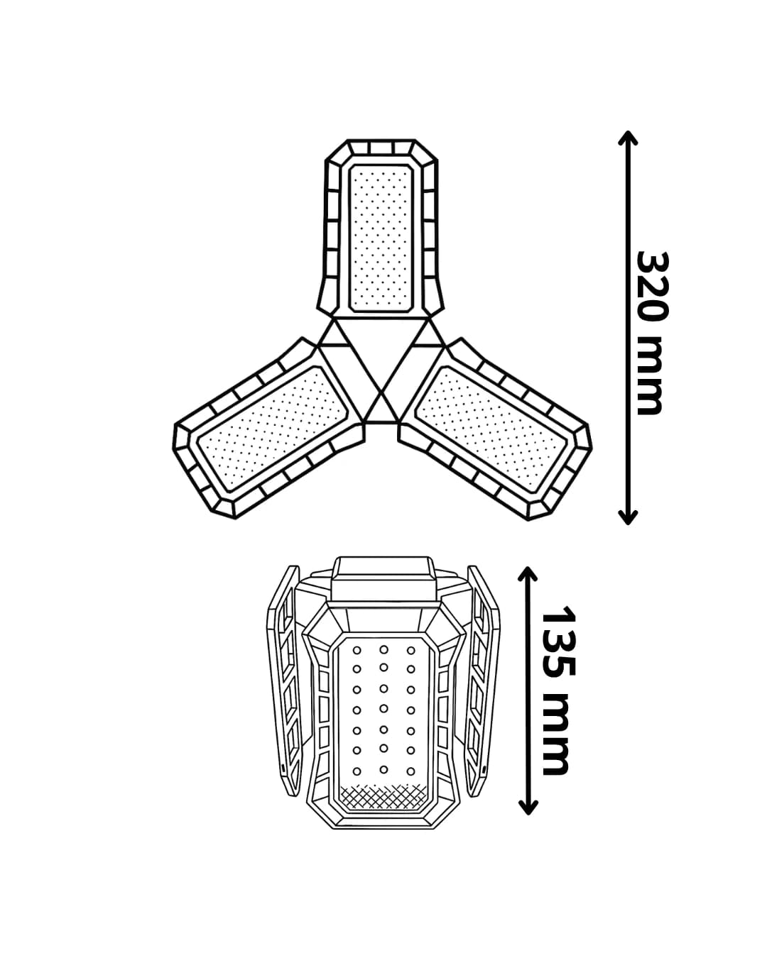 40W Üç Kanatlı Katlanabilir LED Yüksek Tavan Aydınlatma Lambası - LEDx Led Ampuller Modeli - Görsel 3