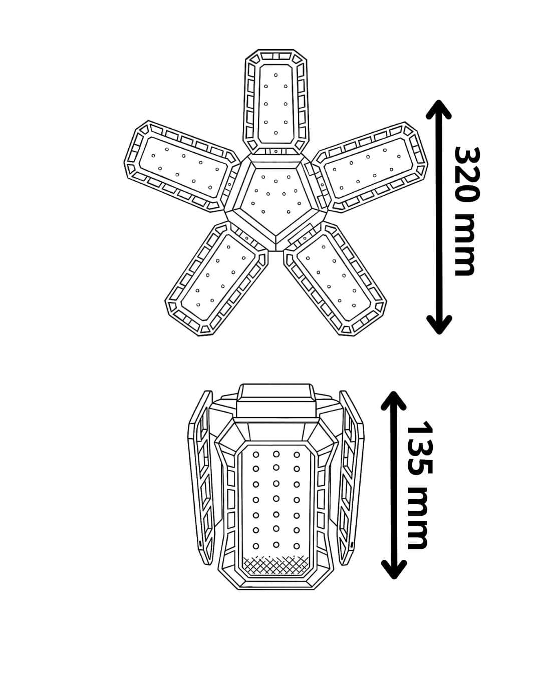 60W Beş Kanatlı Katlanabilir LED Yüksek Tavan Aydınlatma Lambası - LEDx Led Ampuller Modeli - Görsel 3